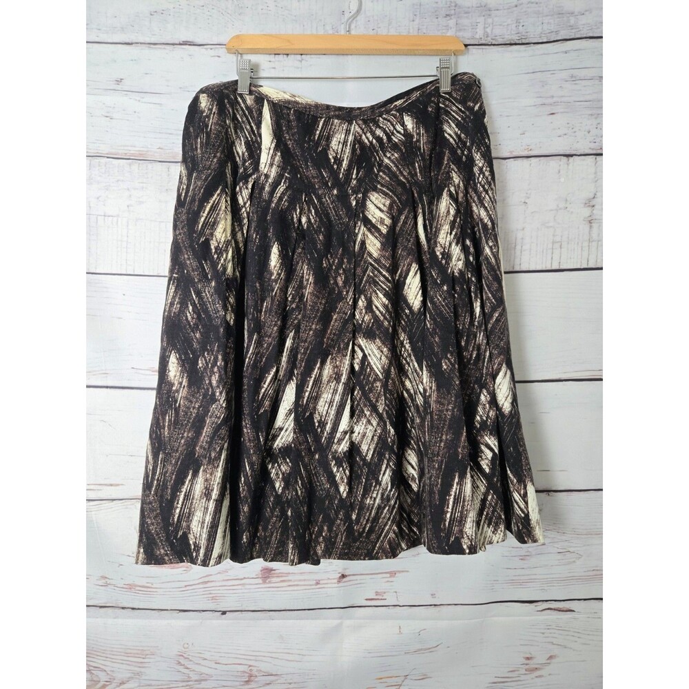 Jones New York Collection Womens Skirt 16W Brown Cream Abstract Brushstroke